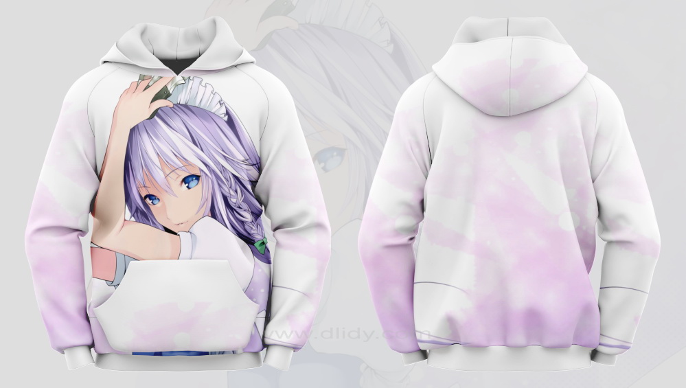 Grandia Hoodie, Girls Hoodie, Purple Hair, Blue Eyes, White Hoodie, Pink Hoodie, Purple Hoodie