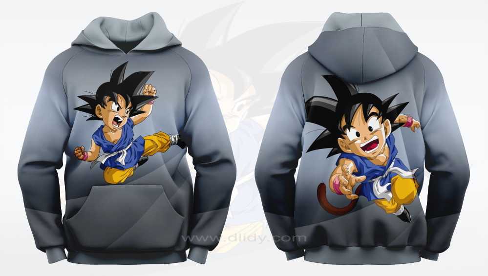 Dragon Ball Z Hoodie, Cartoon Hoodie, Grey Hoodie, Raglan Hoodie, Kids Hoodie