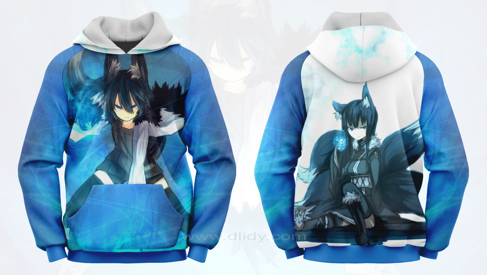 Girls Hoodie, Akatsuki, Blue Hoodie, Blue and White Hoodie
