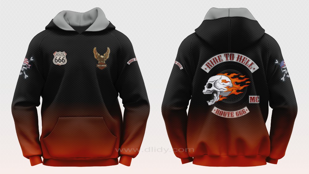 Motorcycle Club Hoodie, Biker Hoodie, Ride to Hell Motorcycle Club, Black and Orange Hoodie, Motorcycle Jacket Hoodie, Harley Davidson Hoodie